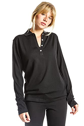 ETERKNITY - Damen Pullover mit Polo Ausschnitt aus Extra Fine Merinowolle, Schwarz, L von ETERKNITY