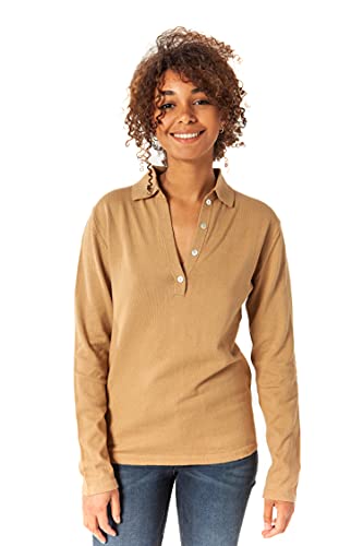 ETERKNITY - Damen Pullover mit Polo Ausschnitt aus Recycelte Baumwolle, Camel, M von ETERKNITY