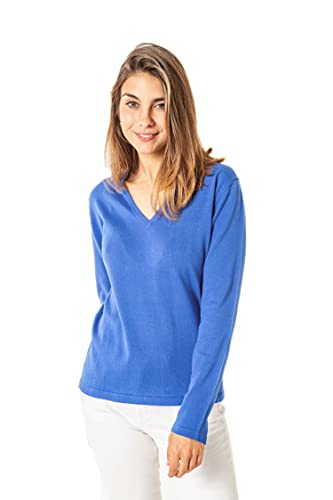 ETERKNITY - Damen Pullover mit V-Ausschnitt aus Recycelte Baumwolle, Blau, S von ETERKNITY