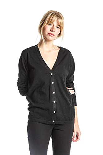 ETERKNITY - Damen Strickjacke aus Extra Fine Merinowolle, Schwarz, L von ETERKNITY