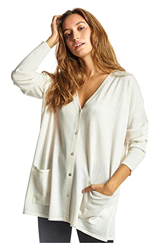 ETERKNITY - Oversize Strickjacke aus Extra Fine Merinowolle für Damen, Weiß, S von ETERKNITY