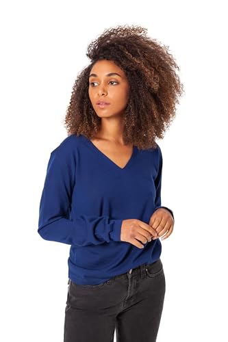 ETERKNITY Pullover für Damen aus Baumwolle mit V-Ausschnitt, Intensives Blau, M von ETERKNITY