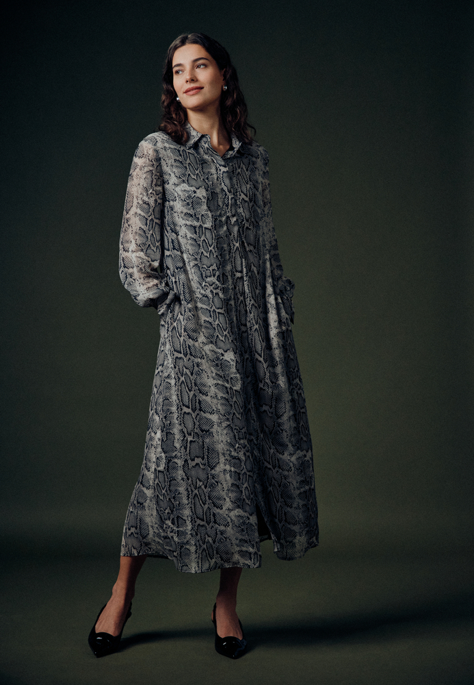 Blusenkleid in grau bedruckt von ETERNA Mode GmbH