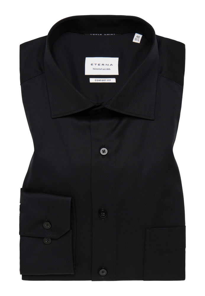 COMFORT FIT Cover Shirt in schwarz unifarben von ETERNA Mode GmbH