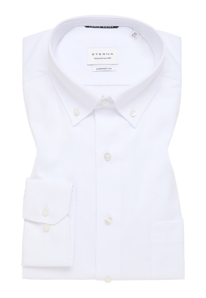 COMFORT FIT Cover Shirt in weiß unifarben von ETERNA Mode GmbH