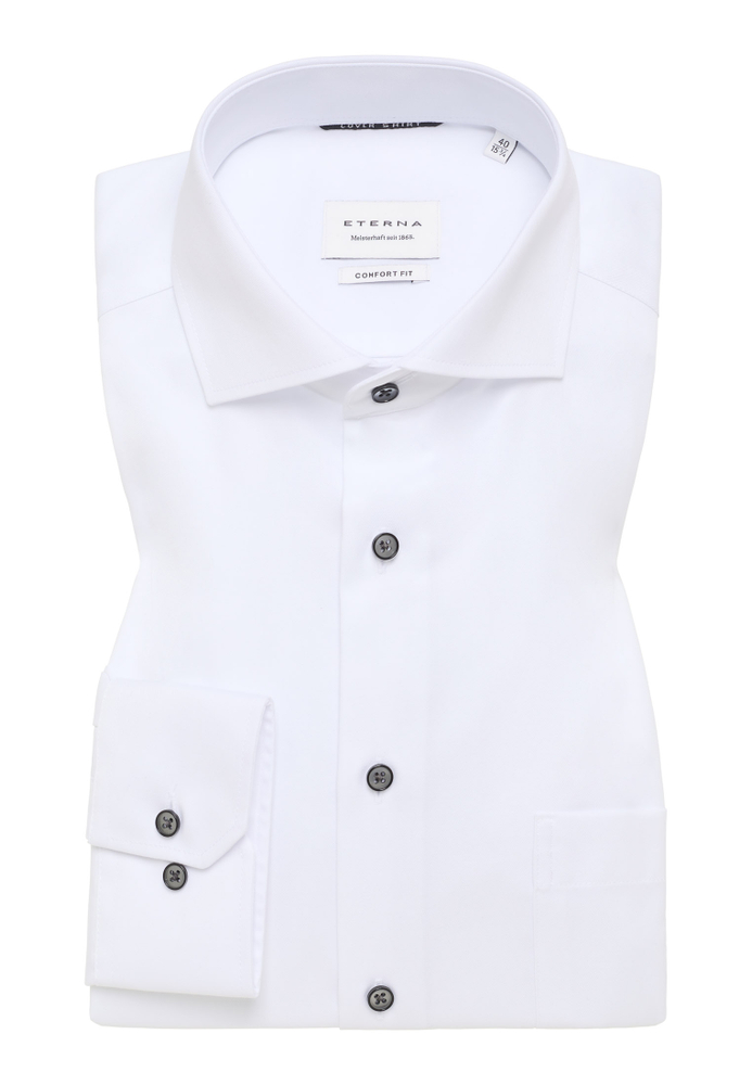 COMFORT FIT Cover Shirt in weiß unifarben COMFORT FIT Cover Shirt in weiß unifarben von ETERNA Mode GmbH