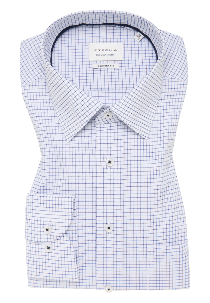 COMFORT FIT Dynamic Cotton in rauchblau kariert von ETERNA Mode GmbH