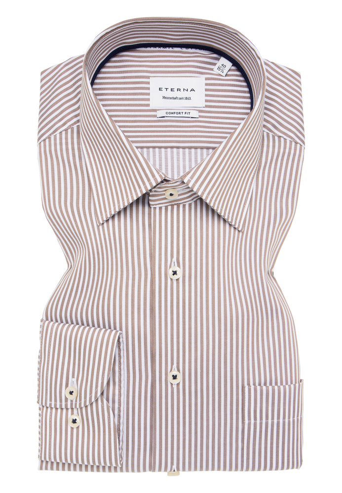 COMFORT FIT Hemd in beige gestreift von ETERNA Mode GmbH