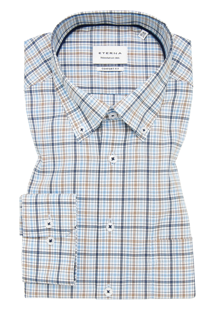 COMFORT FIT Hemd in blau kariert von ETERNA Mode GmbH