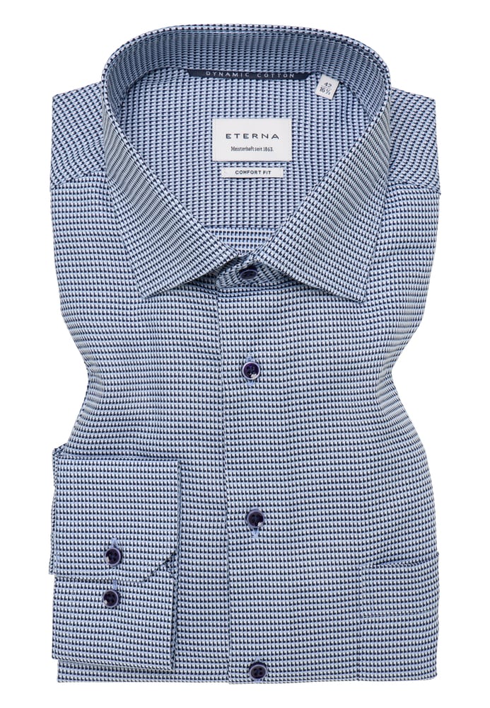 COMFORT FIT Hemd in blau strukturiert von ETERNA Mode GmbH
