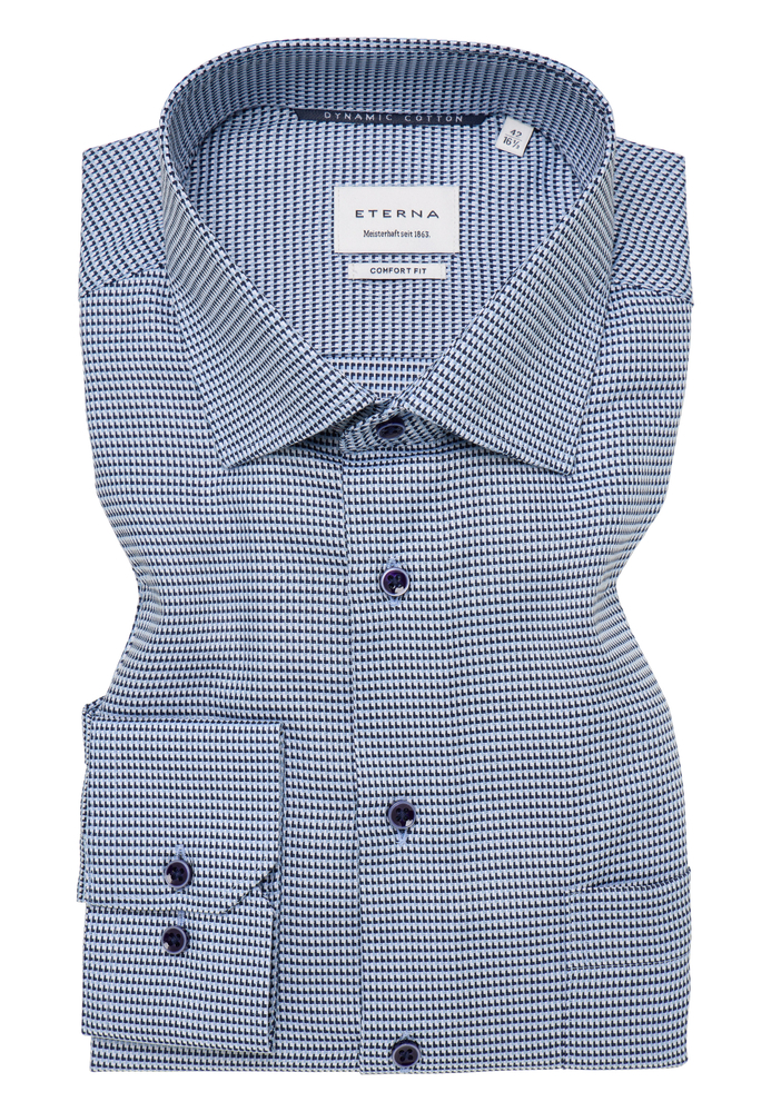 COMFORT FIT Dynamic Cotton in blau strukturiert von ETERNA Mode GmbH
