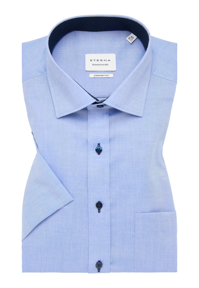 COMFORT FIT Hemd in blau unifarben von ETERNA Mode GmbH