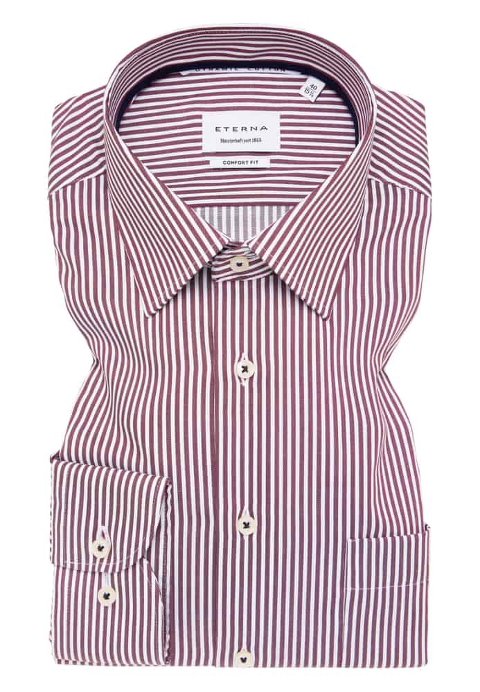 COMFORT FIT Hemd in burgunder gestreift von ETERNA Mode GmbH