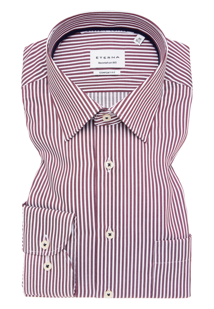COMFORT FIT Hemd in burgunder gestreift von ETERNA Mode GmbH