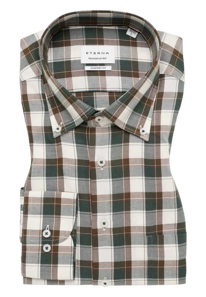 COMFORT FIT Hemd in dunkelgrün kariert von ETERNA Mode GmbH