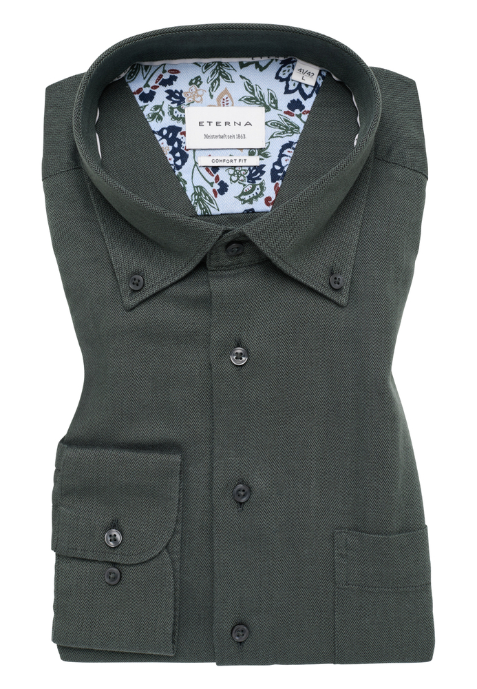 COMFORT FIT Hemd in dunkelgrün unifarben von ETERNA Mode GmbH