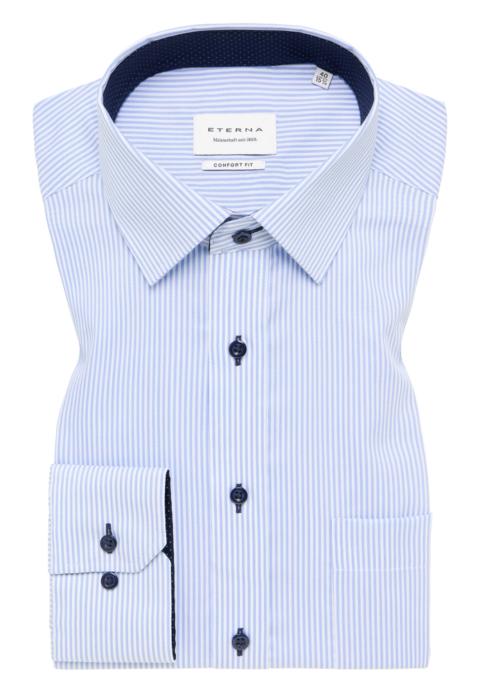 COMFORT FIT Hemd in hellblau gestreift von ETERNA Mode GmbH