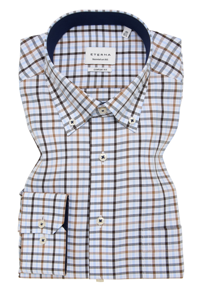 COMFORT FIT Hemd in hellblau kariert von ETERNA Mode GmbH