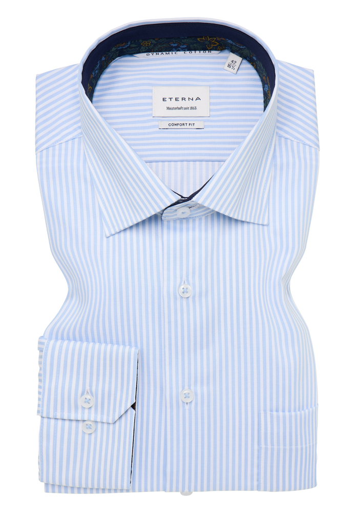 COMFORT FIT Dynamic Cotton in himmelblau gestreift von ETERNA Mode GmbH