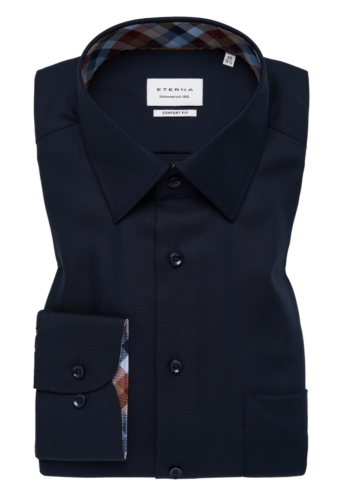 COMFORT FIT Hemd in navy unifarben von ETERNA Mode GmbH