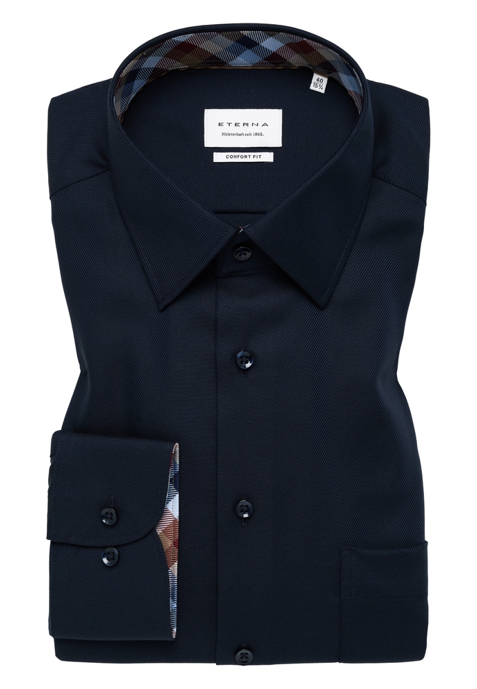 COMFORT FIT Hemd in navy unifarben von ETERNA Mode GmbH