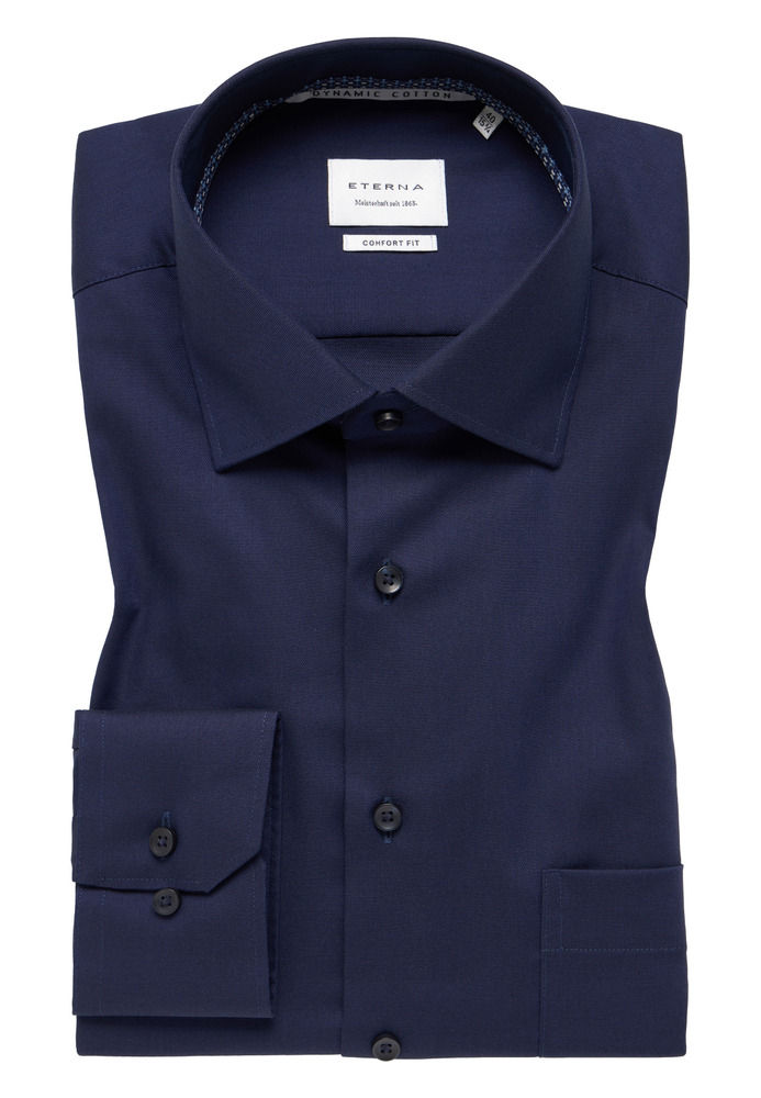 COMFORT FIT Hemd in navy unifarben von ETERNA Mode GmbH