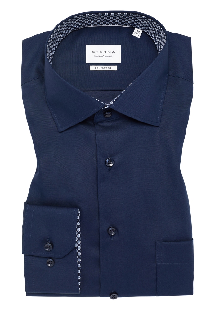 COMFORT FIT Hemd in navy unifarben von ETERNA Mode GmbH