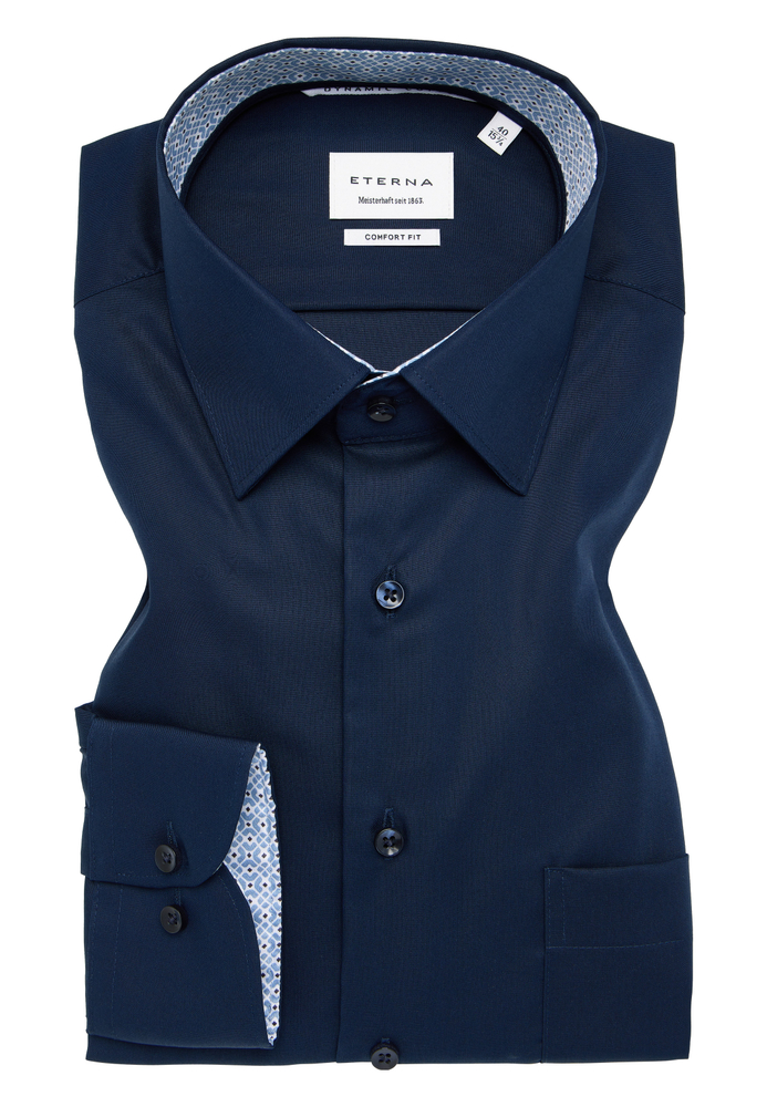 COMFORT FIT Hemd in navy unifarben von ETERNA Mode GmbH