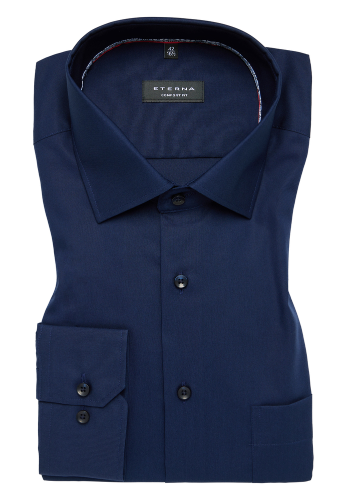 COMFORT FIT Hemd in navy unifarben von ETERNA Mode GmbH