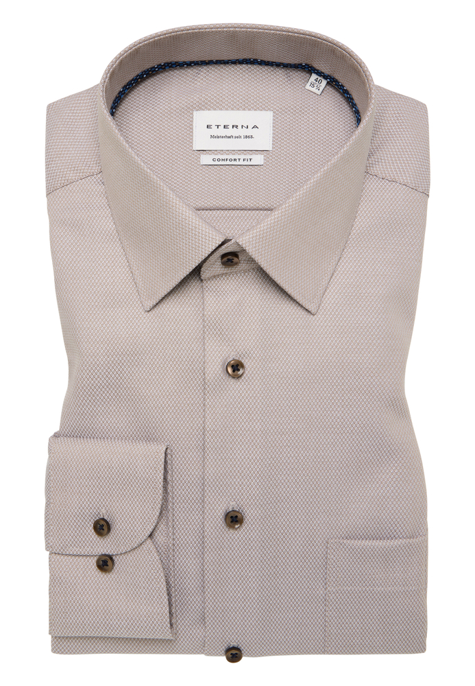 COMFORT FIT Hemd in sand strukturiert von ETERNA Mode GmbH