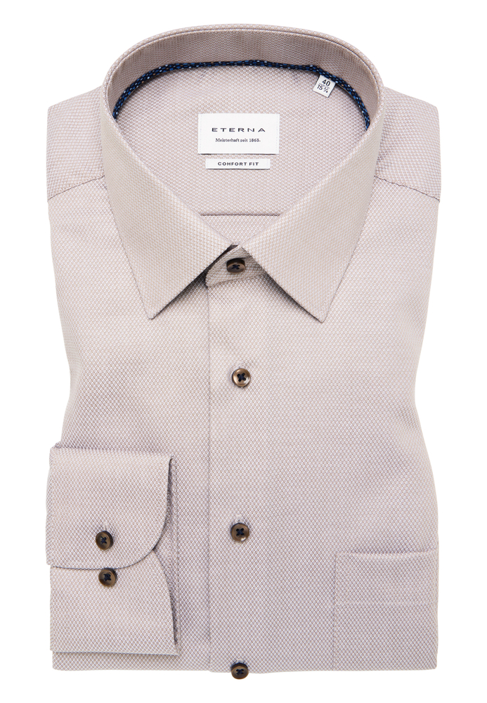 COMFORT FIT Hemd in sand strukturiert von ETERNA Mode GmbH