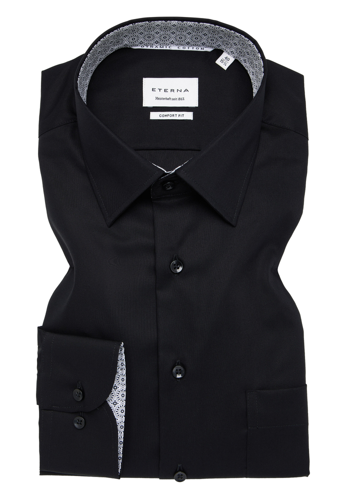 COMFORT FIT Hemd in schwarz unifarben von ETERNA Mode GmbH