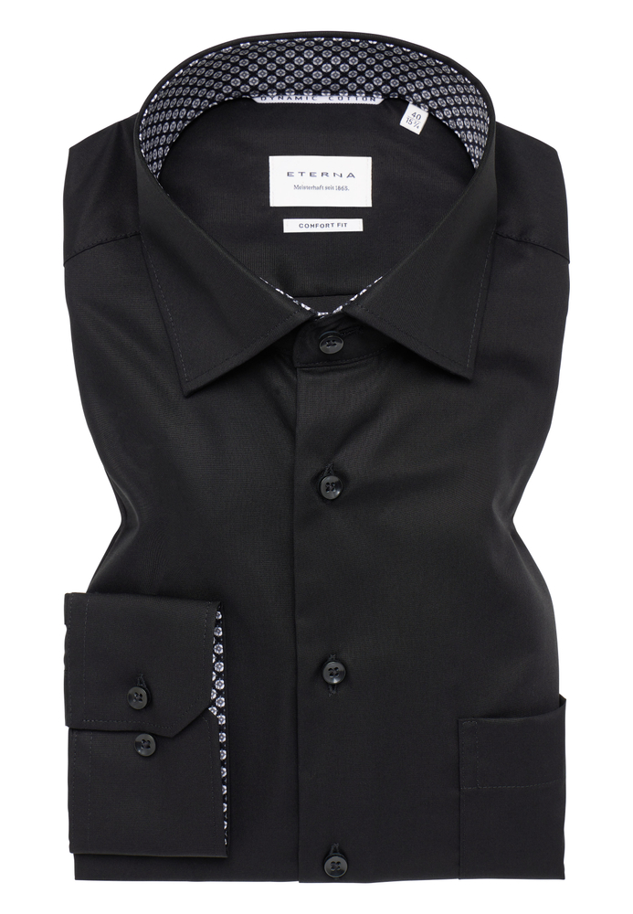 COMFORT FIT Hemd in schwarz unifarben von ETERNA Mode GmbH