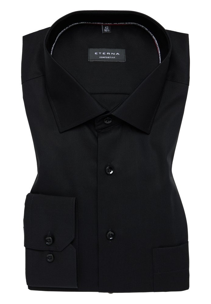 COMFORT FIT Hemd in schwarz unifarben von ETERNA Mode GmbH