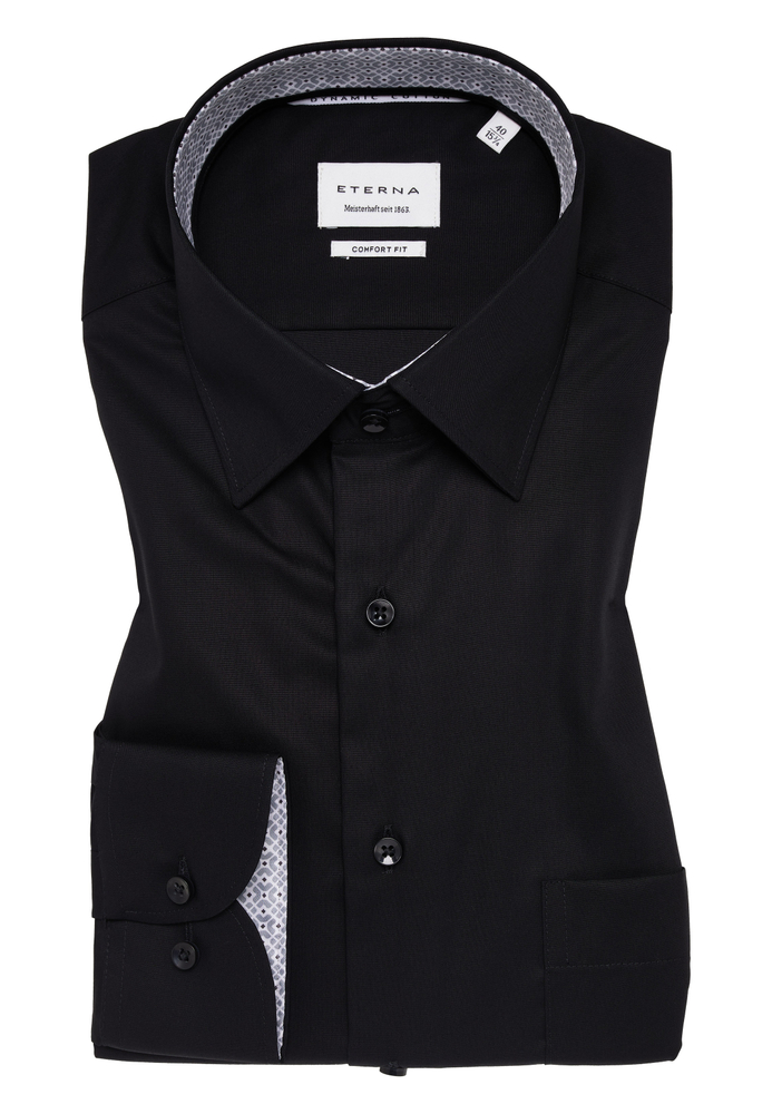 COMFORT FIT Hemd in schwarz unifarben von ETERNA Mode GmbH