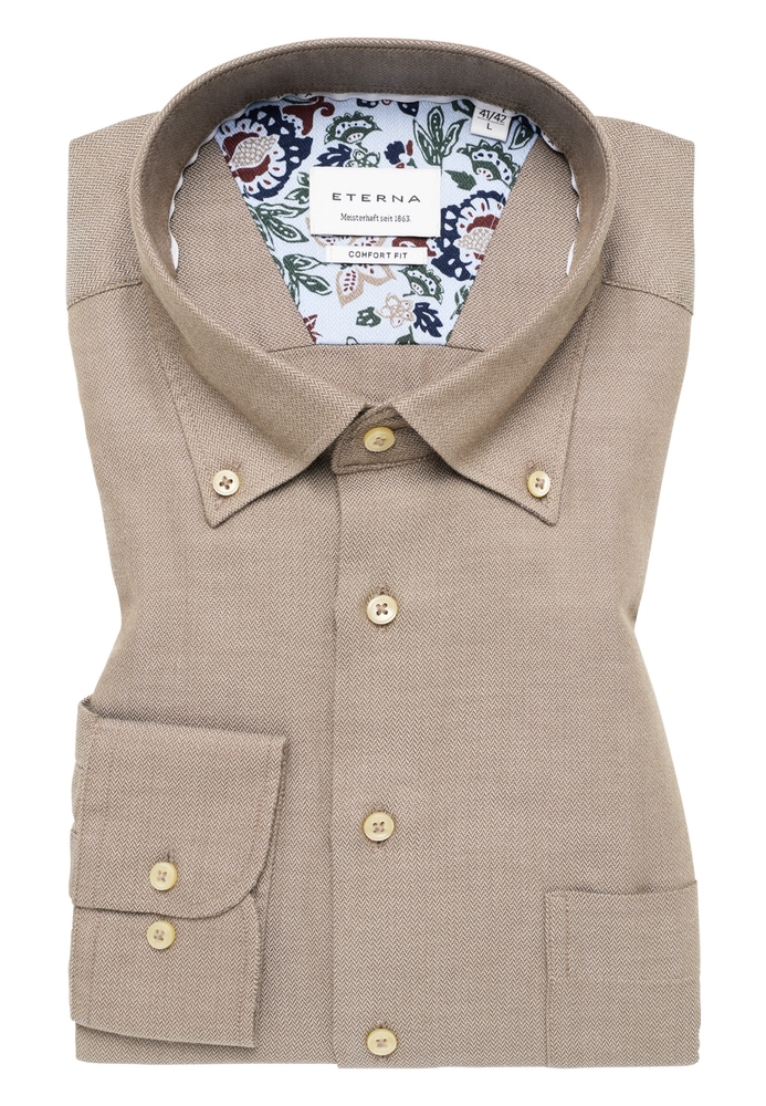 COMFORT FIT Hemd in taupe unifarben COMFORT FIT Hemd in taupe unifarben von ETERNA Mode GmbH