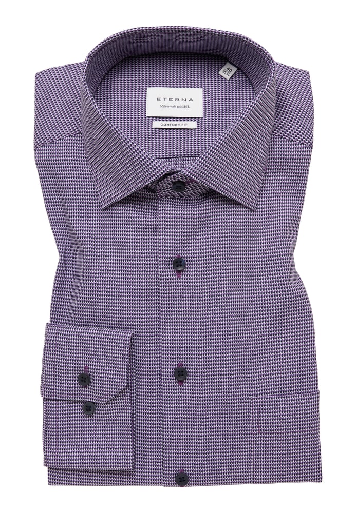 COMFORT FIT Hemd in violett strukturiert von ETERNA Mode GmbH