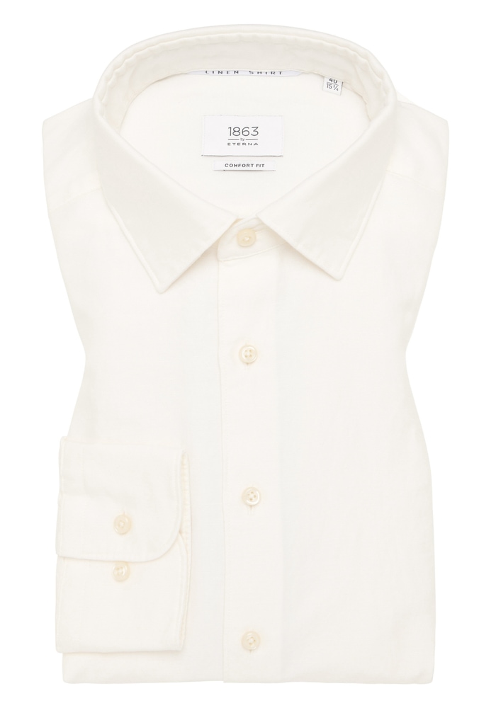 COMFORT FIT Linen Shirt in champagner unifarben von ETERNA Mode GmbH