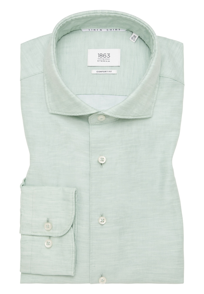 COMFORT FIT Linen Shirt in lime unifarben von ETERNA Mode GmbH