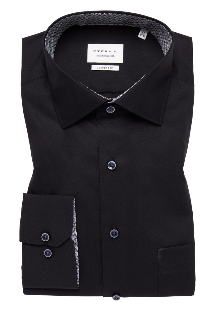 COMFORT FIT Original Shirt in schwarz unifarben von ETERNA Mode GmbH