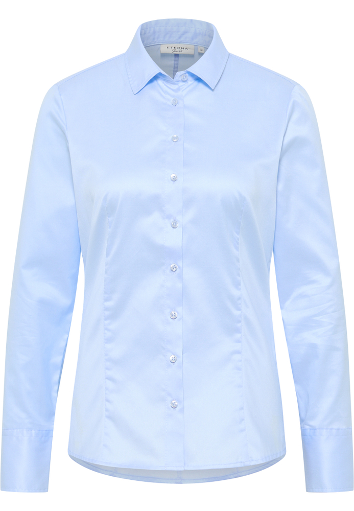Cover Shirt Bluse in hellblau unifarben von ETERNA Mode GmbH