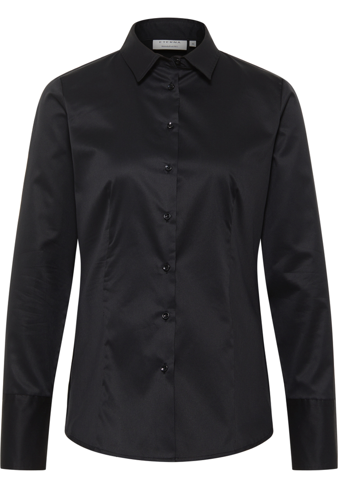 Cover Shirt Bluse in schwarz unifarben von ETERNA Mode GmbH