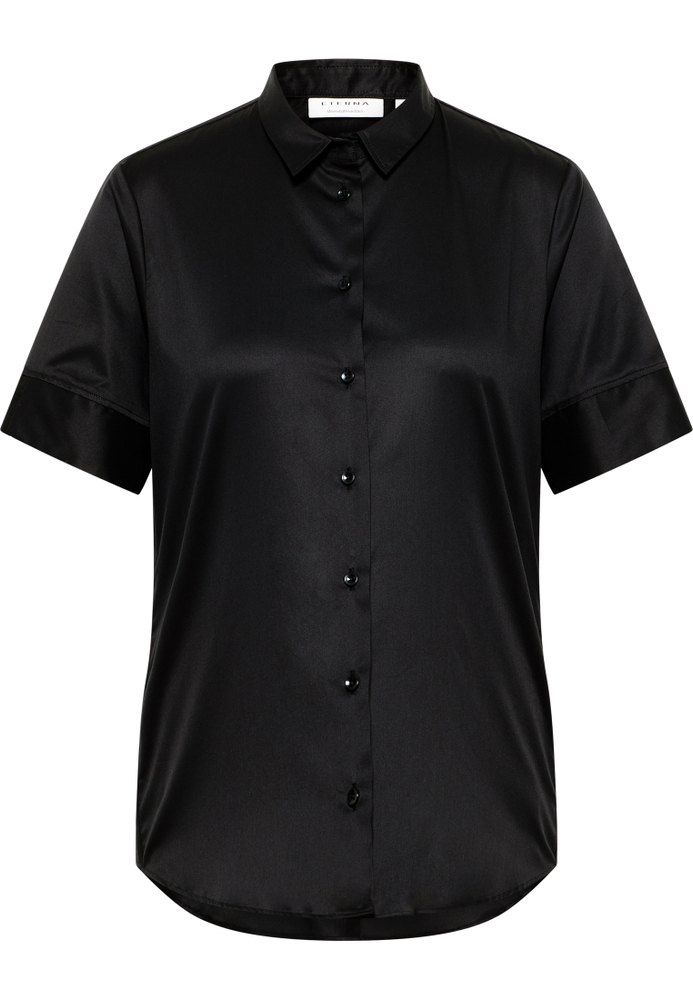Cover Shirt Bluse in schwarz unifarben von ETERNA Mode GmbH