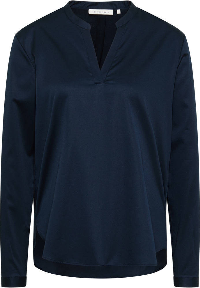 Satin Shirt Bluse in dunkelblau unifarben von ETERNA Mode GmbH