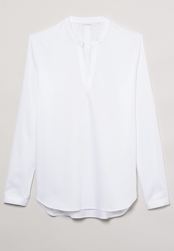 Satin Shirt Bluse in weiß unifarben Satin Shirt Bluse in weiß unifarben von ETERNA Mode GmbH