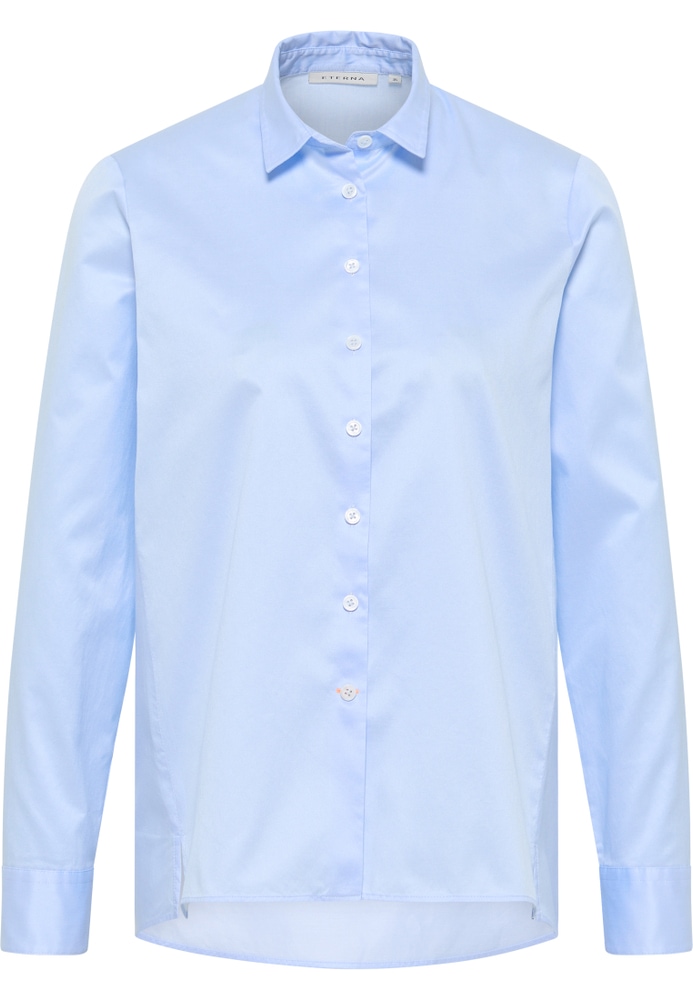 Soft Luxury Shirt Bluse in hellblau unifarben von ETERNA Mode GmbH