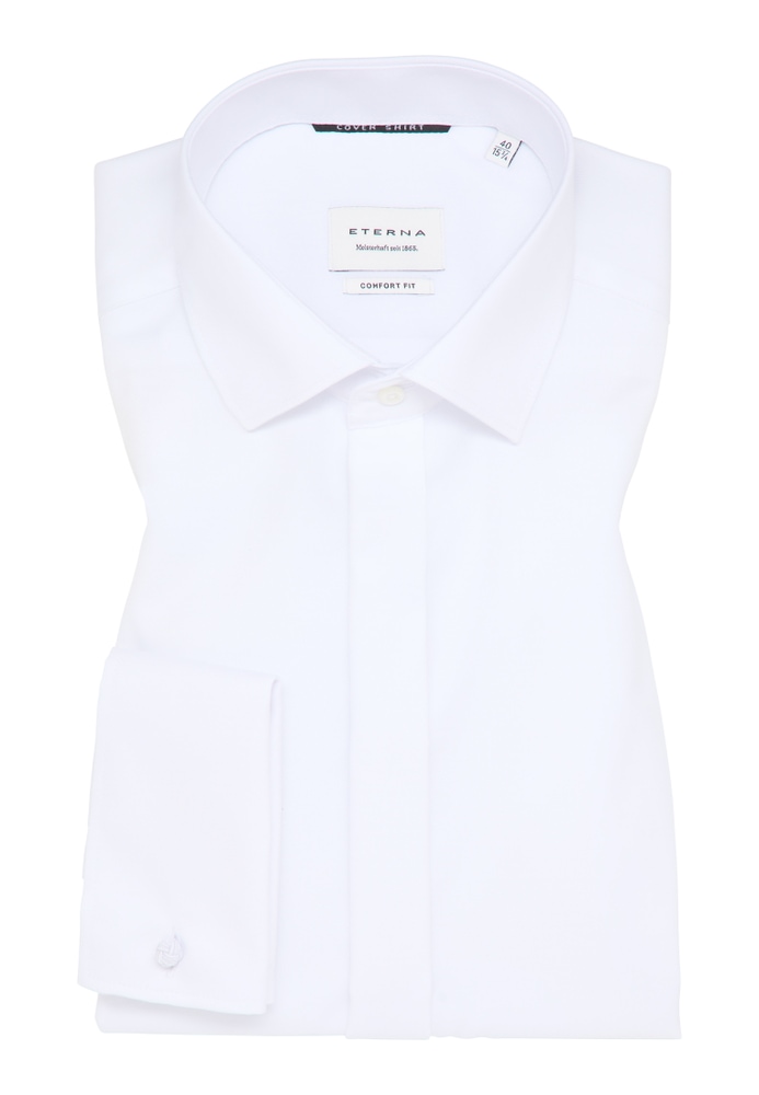 COMFORT FIT Cover Shirt in weiß unifarben von ETERNA Mode GmbH