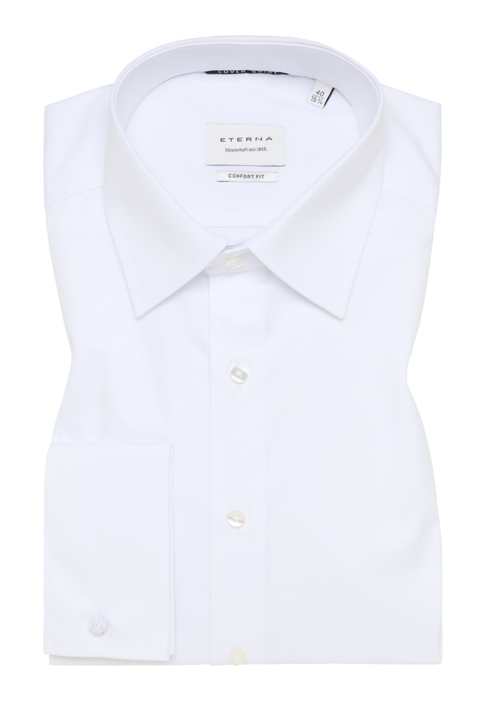 COMFORT FIT Cover Shirt in weiß unifarben von ETERNA Mode GmbH