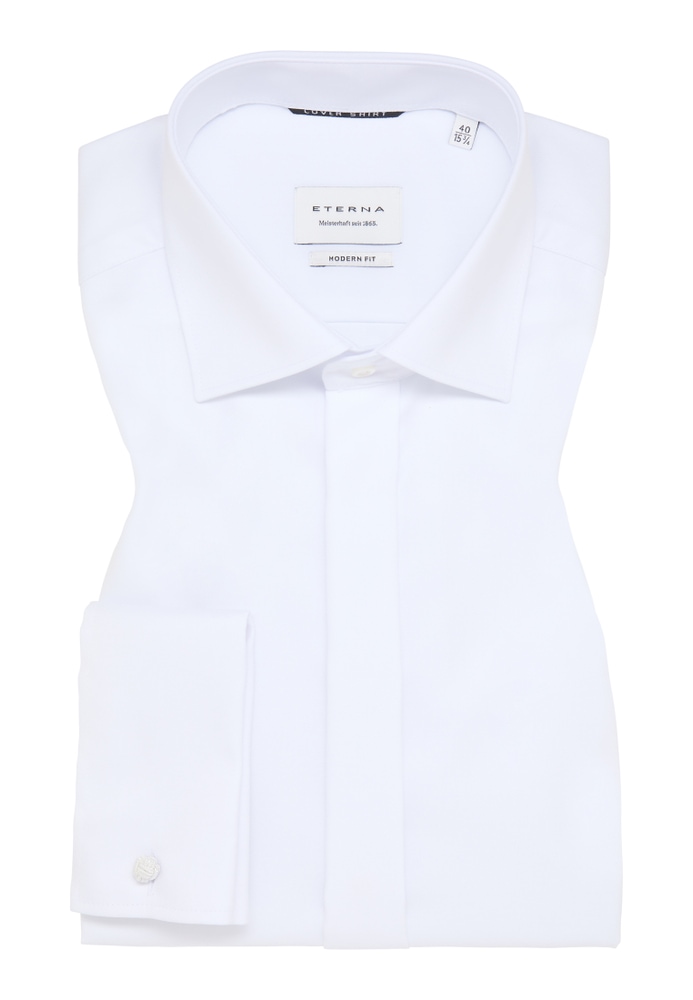 MODERN FIT Cover Shirt in weiß unifarben von ETERNA Mode GmbH