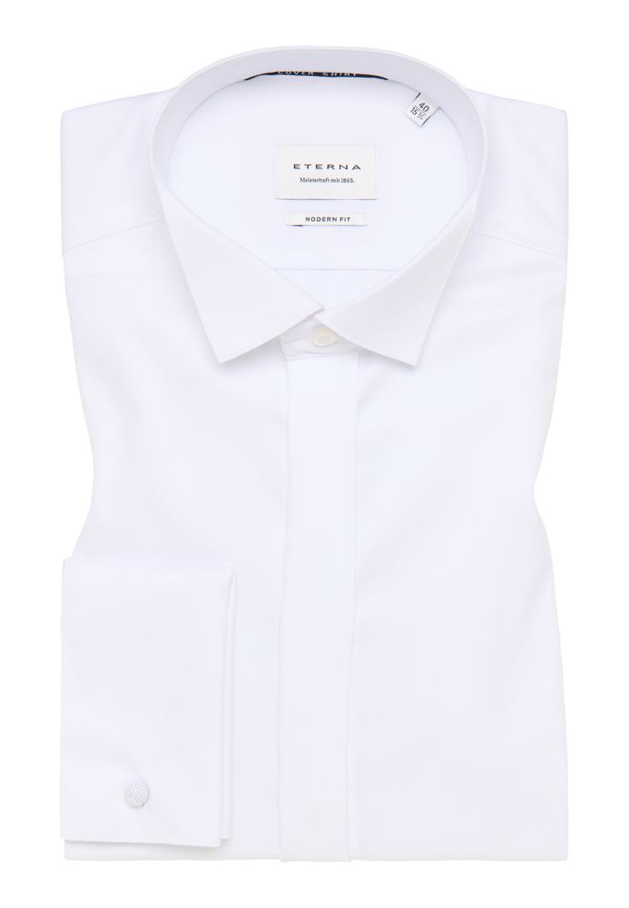 MODERN FIT Cover Shirt in weiß unifarben von ETERNA Mode GmbH